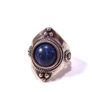 Designer Women's Antique Silver Lapis Blue Stone RING Sz 6 NWOT 89